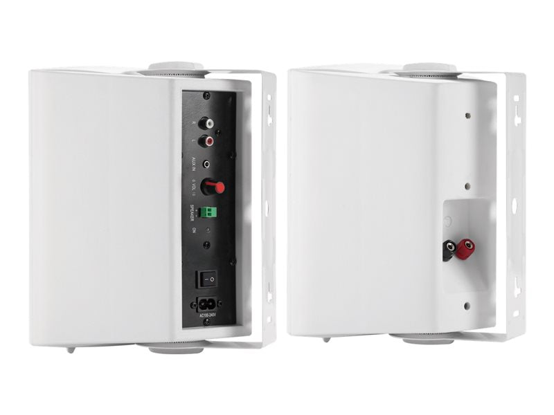 VISION Professional Active 5.25" Wall Speakers - LIFETIME WARRANTY - 2 x 15w (RMS) - 2-way - 1 x minijack input / 1 x 2-Phono input (summed) - white - DRWORKS