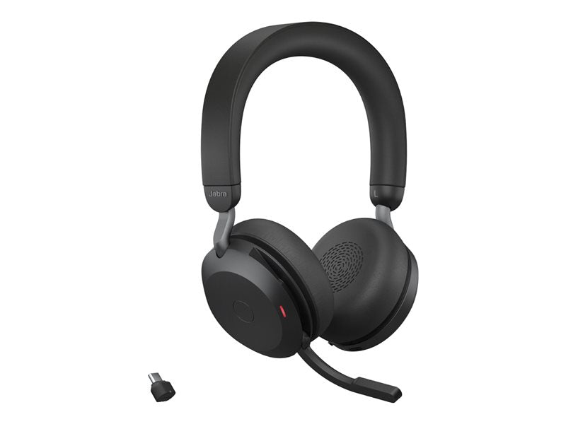 Jabra Evolve2 75 - USB-C Headset - on-ear - Bluetooth - wireless - active noise cancelling - USB-C - noise isolating - black - Optimised for UC - DRWORKS