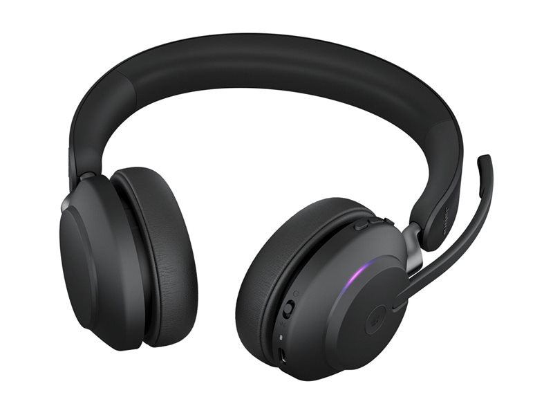 Jabra Evolve2 65 MS Stereo - USB-A - Headset - on-ear - Bluetooth - wireless - noise isolating - black - Certified for Microsoft Teams - DRWORKS