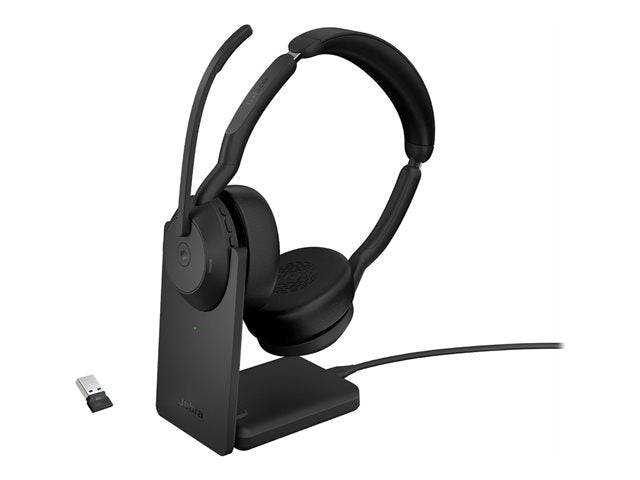 Jabra Evolve2 55 MS Stereo - Headset - Bluetooth - with charging stand - DRWORKS