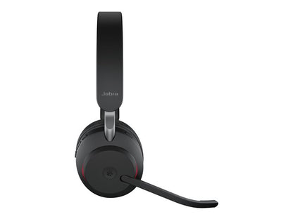 Black headphones on a white background