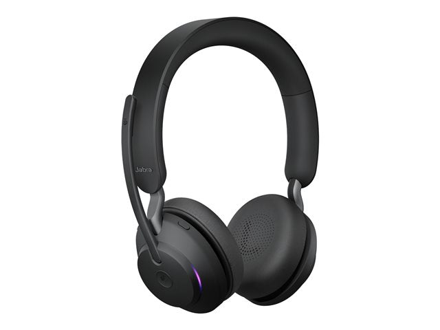 Black headphones on a white background
