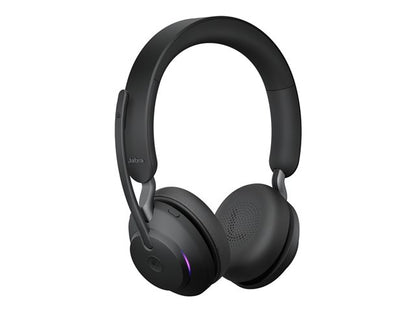 Black headphones on a white background
