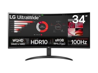 LG UltraWide 34WR50QK-B - LED Computer monitor - curved - 34" - HDR - DRWORKS