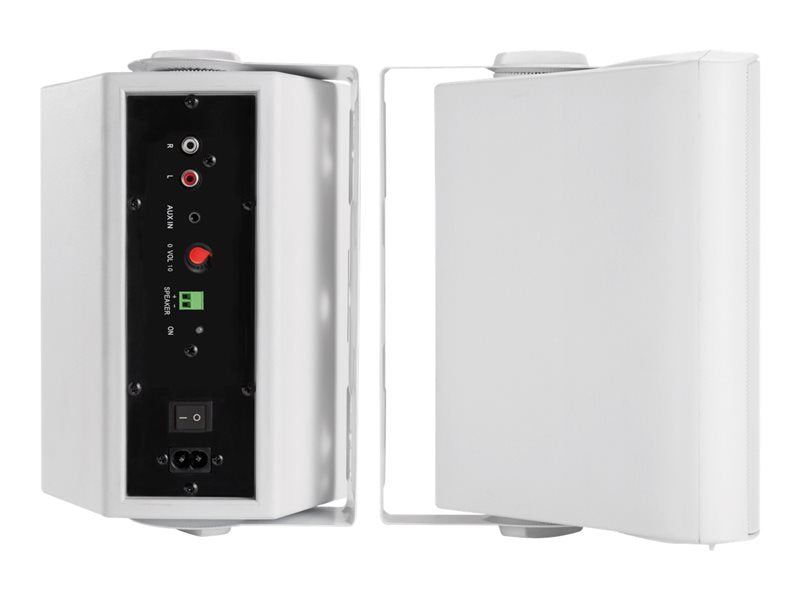VISION Professional Active 5.25" Wall Speakers - LIFETIME WARRANTY - 2 x 15w (RMS) - 2-way - 1 x minijack input / 1 x 2-Phono input (summed) - white - DRWORKS